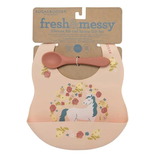 Unicorn Silicone Bib & Spoon Set