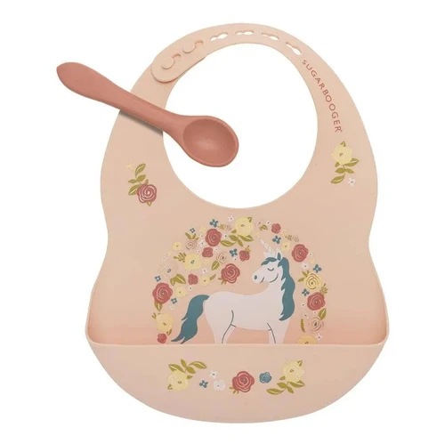 Unicorn Silicone Bib & Spoon Set