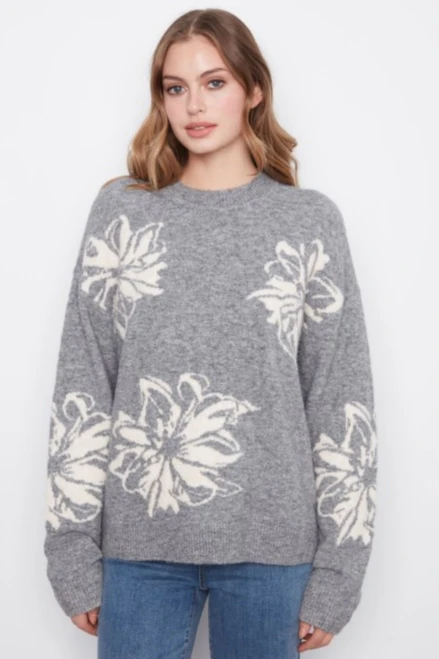 Monochrome Floral Sweater