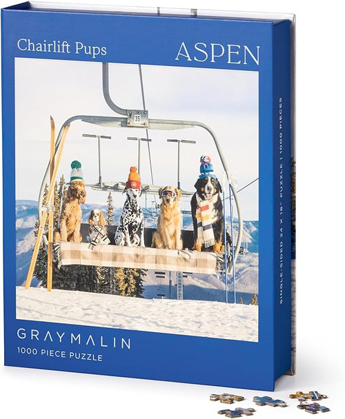 Aspen Chairlift Pups 1000 pc Puzzle