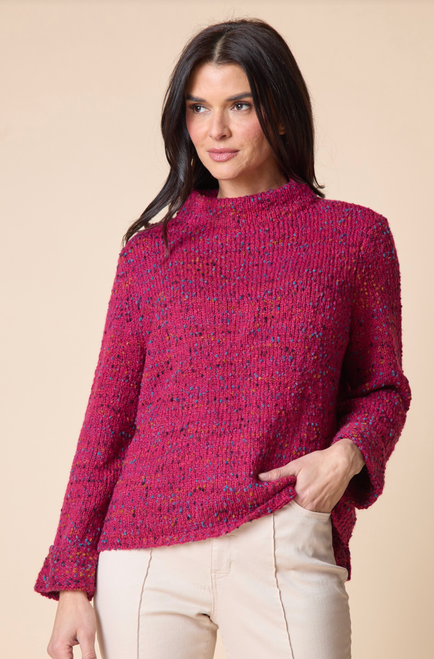Habitat's Wineberry Confetti Funnel Neck Sweater