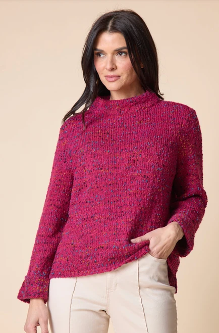 Habitat's Wineberry Confetti Funnel Neck Sweater