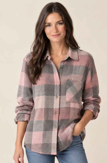 Sally Plaid Knit Pink Glory Top