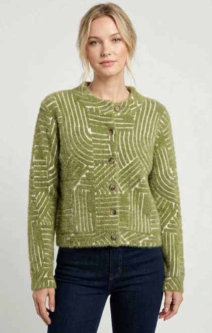 Abstract Line Cozy Cardigan