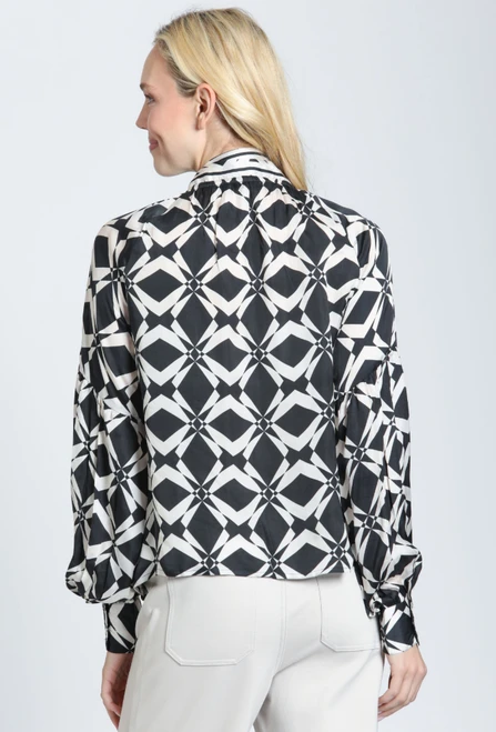 Geometric Tie Blouse