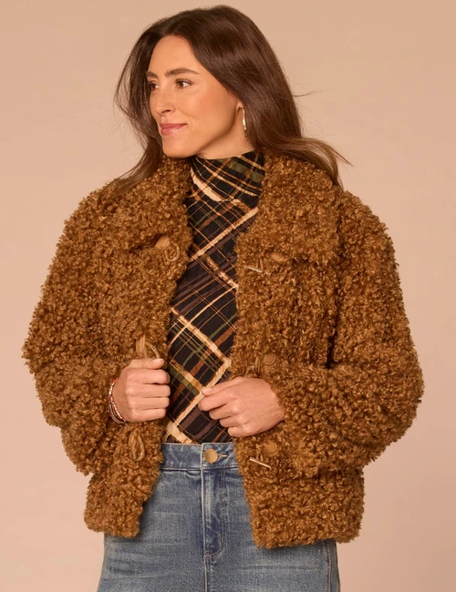 Curly Faux Fur Collared Jacket