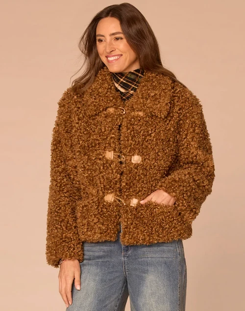 Curly Faux Fur Collared Jacket