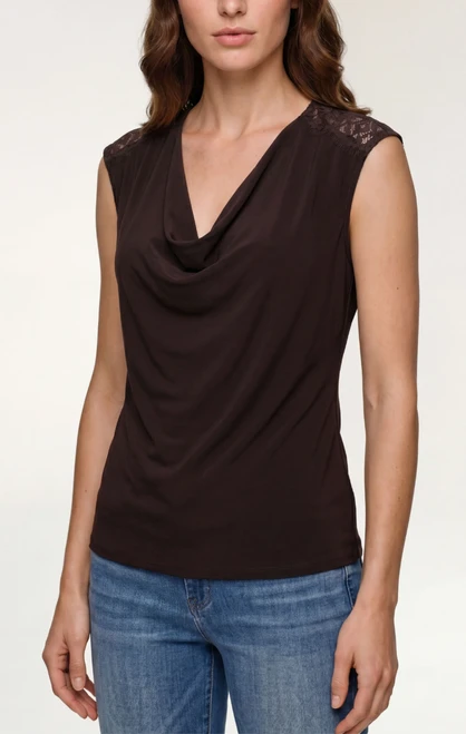 Draped Neck Lace Detail Tank