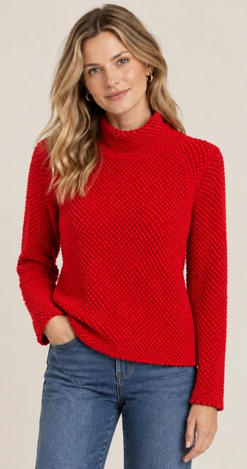 Textured Mock Neck Sweater