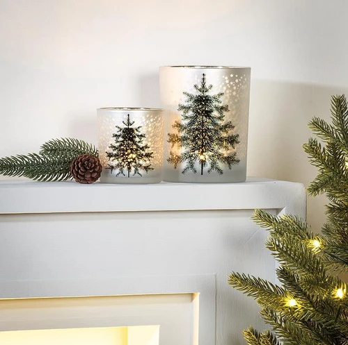 Frost Tree and Stars Candle Holder - Small
