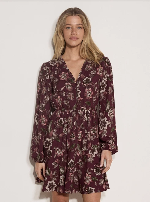 Painterly Floral Ruffle Dress