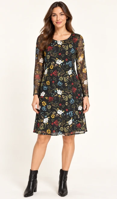 Baroque Floral Mesh Dress