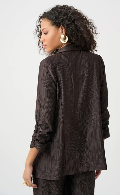 Pleated Satin Open Blazer