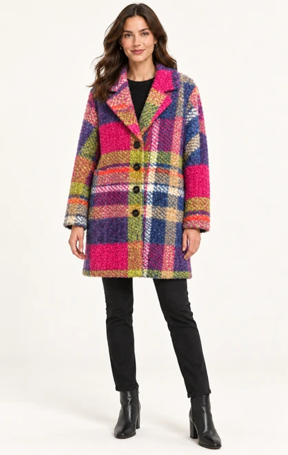 Bright Plaid Boucle Jacket