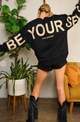 BE YOUR SELF crewneck sweatshirt black cream imprint