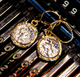Gold Pavia Coin & Frame Dangle Earring