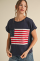 Navy American Flag Cuffed Shirt