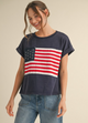 Navy American Flag Cuffed Shirt