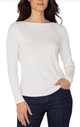 White Long Sleeve Boat Neck T-Shirt