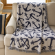 Throw Blanket With Anchors and Fringed Edges