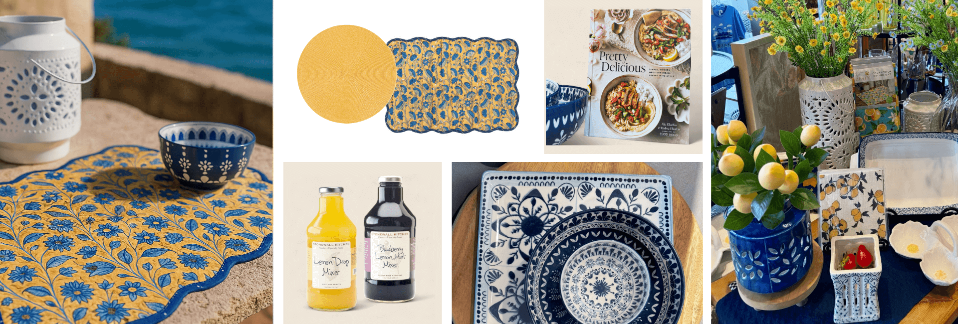 Yellow and Blue Kitchen Refresh Collage of Items