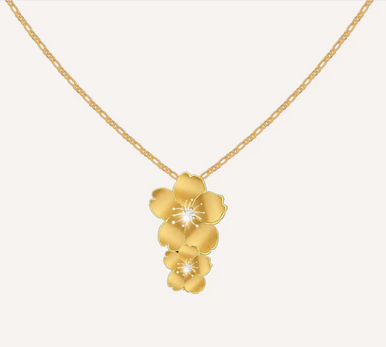 SAKURA　　ゴールドアクセサリー Sakura Cherry Blossom pendant top - single // 18K Gold (without