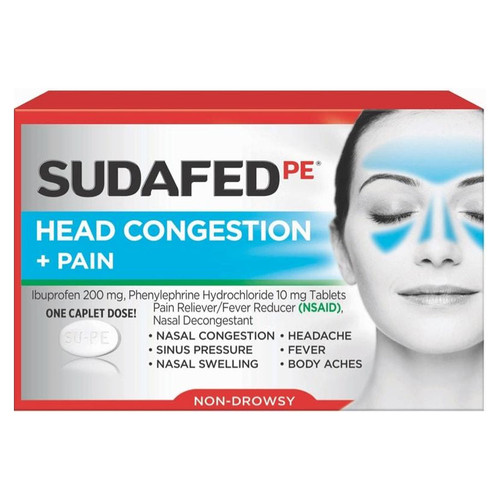 Sudafed PE Sinus Head Congestion + Pain Non-Drowsy Caplets 20 ct