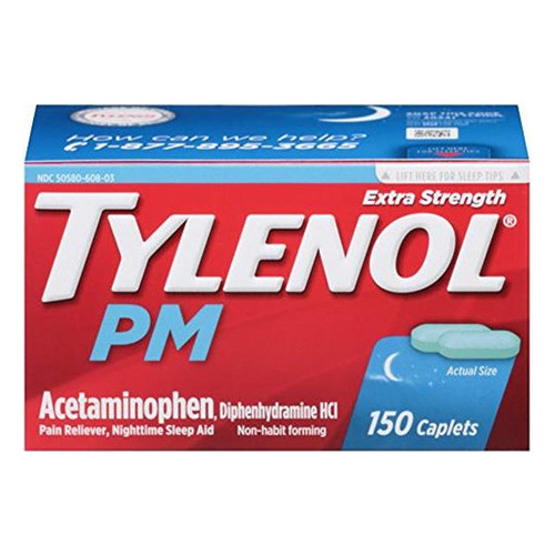 Tylenol PM Extra Strength Pain Reliever/Nighttime Sleep-Aid Caplets, 150 ct