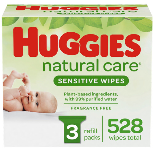 HUGGIES Natural Care Fragrance-Free Baby Wipes, Retail Case (Case of 528)