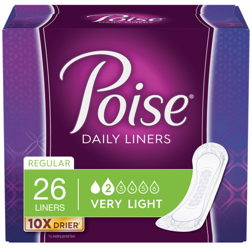 Poise Pantyliners Very Light Absorbency 7-1/2" Regular (Package of 26)