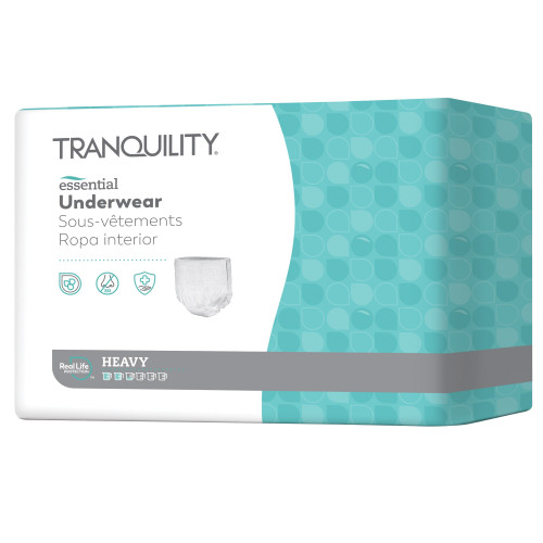 Tranquility Essential Underwear - Heavy, X-Small/Youth Large, 17" - 28", 65 - 85 lbs (Package of 24)