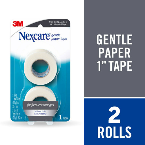 Nexcare Gentle Paper First Aid Tape, 1" x 10yds, 2 Pack (Package of 2)