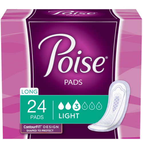 Poise Original Pads, Light Absorbency, Long Length. (Package of 24)