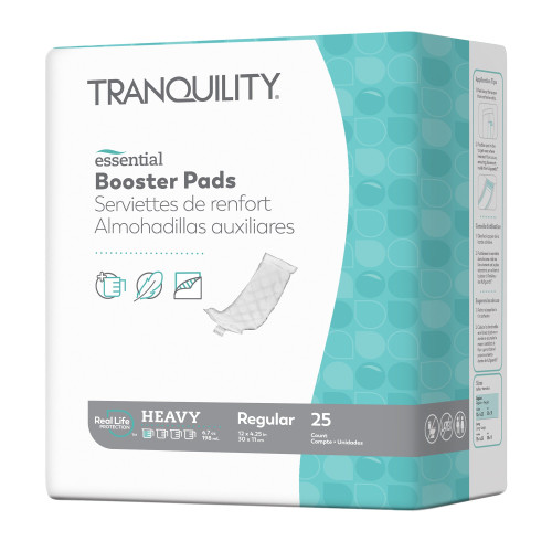 Tranquility Essential Booster Pads - Heavy, Regular, 12" x 4.25" (Case of 200)