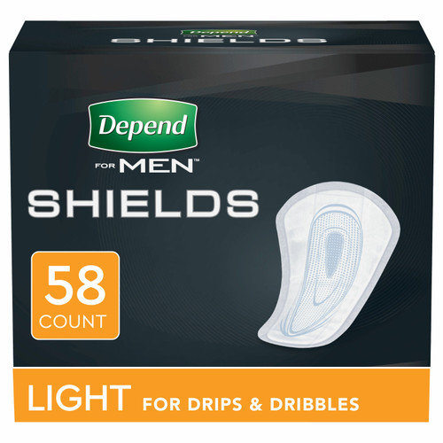 Depend Shields For Men Light Absorbency, One Size Fits Most (Package of 58)