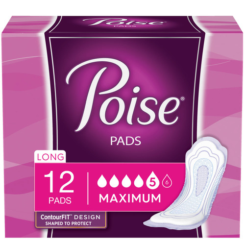 Poise Maximum Long Pads, 14.06" Long (Package of 12)