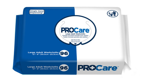 Procare Adult Washcloth Soft Pack, 12" x 8" (Package of 96)
