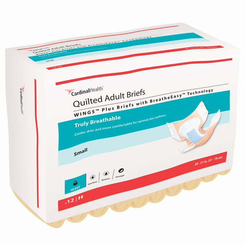 WINGS Plus Quilted Brief with BreatheEasy Technology, Small, 20" - 31" (Package of 12)