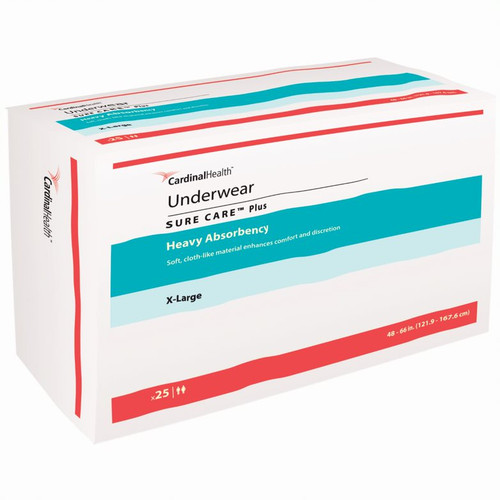 Cardinal Health, Underwear, Sure Care Plus, X-Large, 48"- 66" (Package of 25)