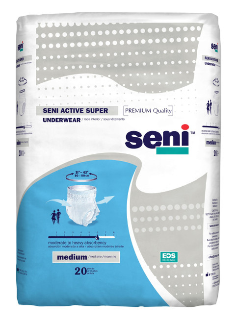 Seni Active Super Pull-On Underwear, Medium - 31" - 43" (Package of 20)