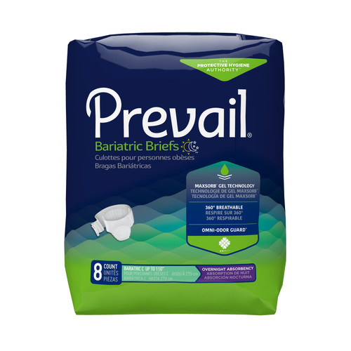 Prevail Bariatric Brief Size C Up to 110" (Package of 8)