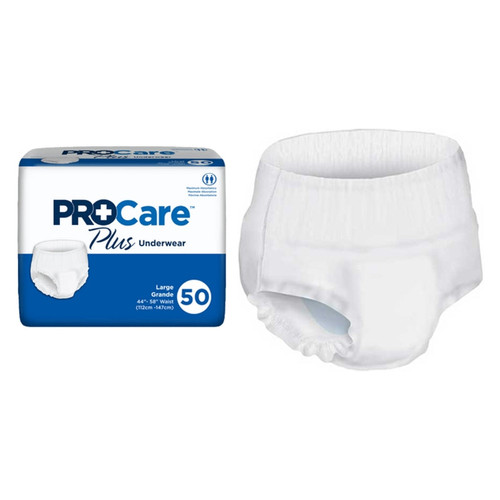 PROCare Plus Protective Underwear, Large, 44" - 58" (Package of 25)