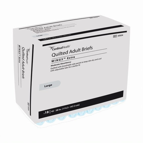 Cardinal Health, Quilted Adult Briefs, Wings Extra, Large, 45" - 58" (Case of 72)