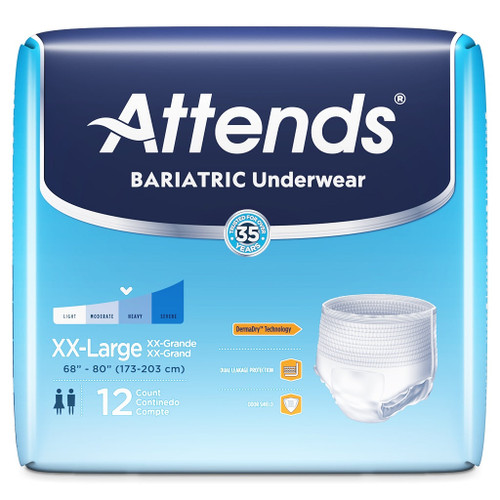 Attends Bariatric Underwear XX-Large 68"-80" - Heavy Absorbency (Package of 12)