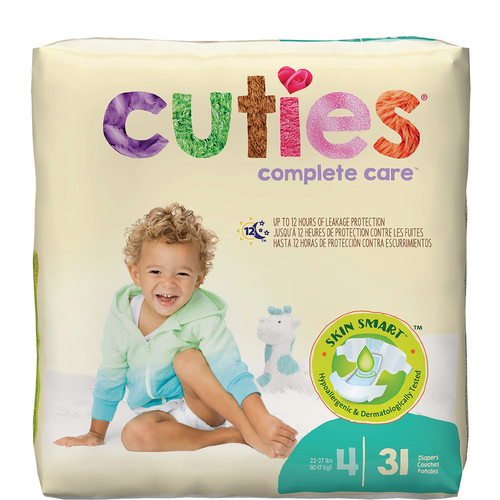 Cuties Complete Care Baby Diapers, Size 4, 22 - 37 lbs. - Replaces: FQCCC04 (Case of 124)