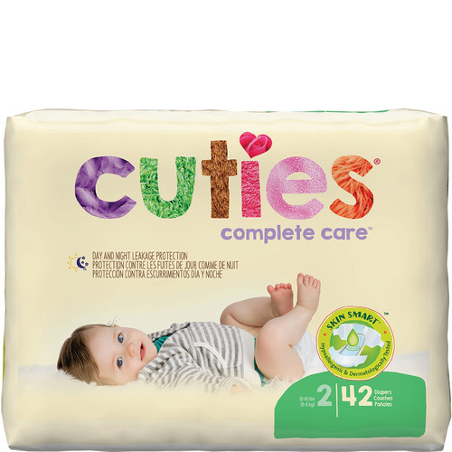 Cuties Complete Care Baby Diapers, Size 2, 12 - 18 lbs. - Replaces: FQCCC02 (Case of 168)