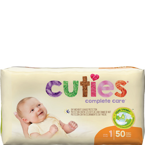 Cuties Complete Care Baby Diapers, Size 1, 8 - 14 lbs. - Replaces: FQCCC01 (Case of 200)