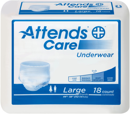 Attends Care Underwear, Moderate-Heavy Absorbency, Large, 44" - 58" (Package of 25)