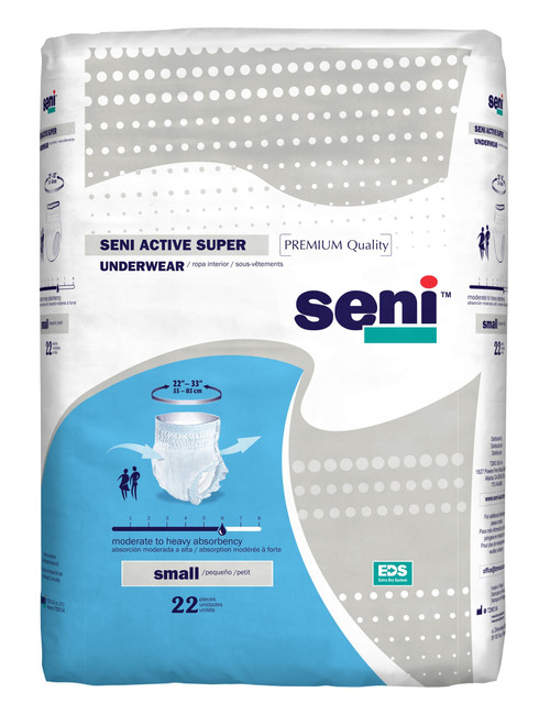 Seni Active Super Pull-On Underwear, Small - 22" - 33" (Package of 22)