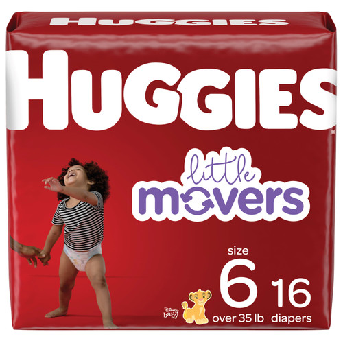Huggies Little Movers Diapers, Size 6, Jumbo Pack (Case of 64)